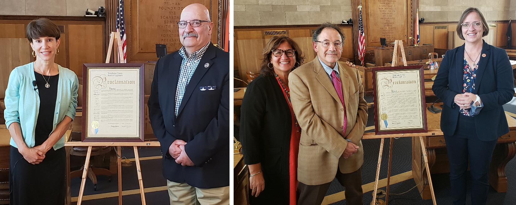 2021 Italian Heritage Honorees L to R: Minority Leader Margaret Cunzio and Valhalla Fire Commissioner Anthony Ciancio; Kathy & Joseph F. Curto, Jr. and Leg. Ruth Walter