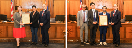 Legislators stand with AAPI honorees in the Board chamber.